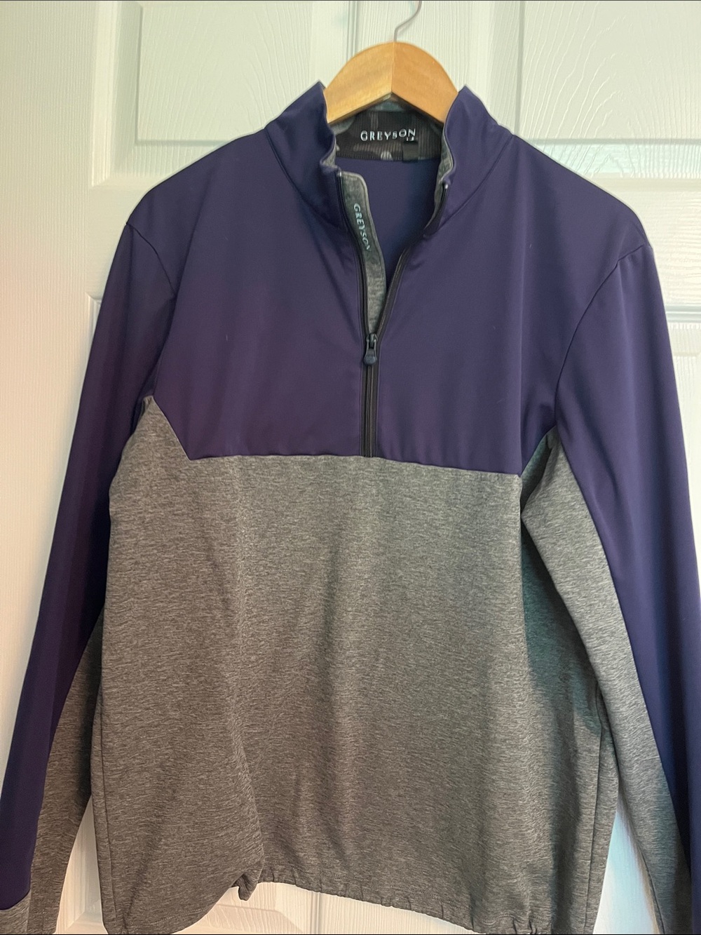 Greyson Men’s Colorblock Quarter-Zip Pullover - Navy& Gray
